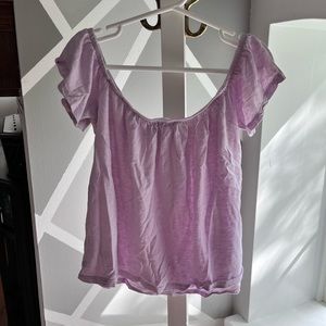 Purple off the shoulder flowy crop top